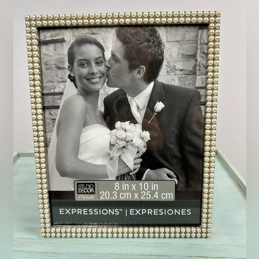 MICHAELS Studio Decor pearl rim silver wedding frame 8 in x 10 in